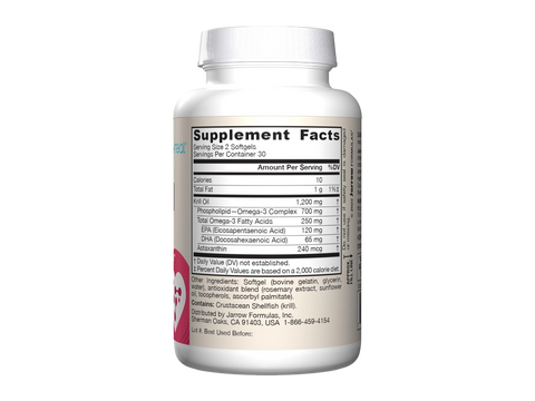 Jarrow Formulas Krill Oil Omega-3 Supplement – 60–120 Softgels Supplement Facts panel