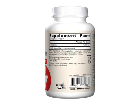Jarrow Formulas L-Glutamine 1000 mg Amino Acid Supplement – 100 Tablets product barcode on bottle