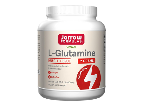 Jarrow Formulas L-Glutamine Powder Amino Acid Supplement – 1000 g container front view