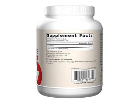 Jarrow Formulas L-Glutamine Powder Amino Acid Supplement – 1000 g product barcode on container