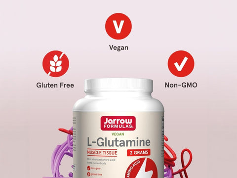 Jarrow Formulas L-Glutamine Powder Amino Acid Supplement – 1000 g container angled view