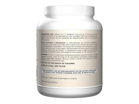 Jarrow Formulas L-Glutamine Powder Amino Acid Supplement – 1000 g pure L-glutamine ingredient infographic