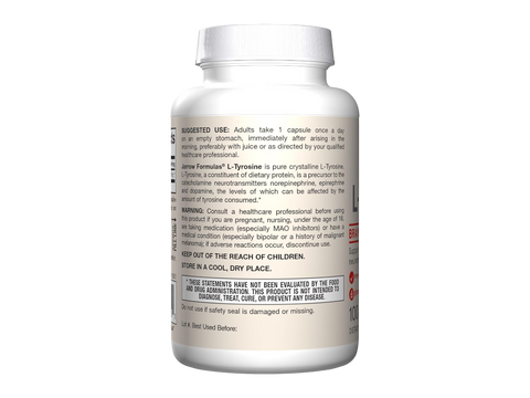 Jarrow Formulas L-Tyrosine 500 mg Amino Acid Supplement – 100 Capsules How to Use directions label