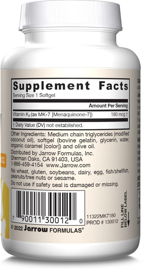 Jarrow Formulas MK-7 - 180 mcg – 30 Softgels