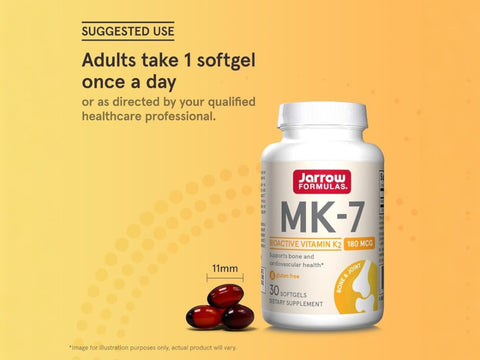 Jarrow Formulas MK-7 180 mcg Vitamin K2 Supplement – 30 Softgels How to Use directions label