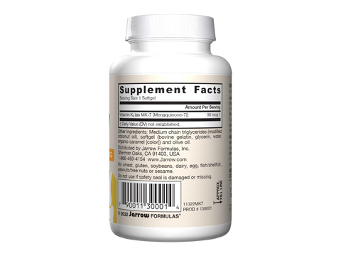 Jarrow Formulas MK-7 90 mcg Vitamin K2 Supplement – 60 Softgels product barcode on bottle