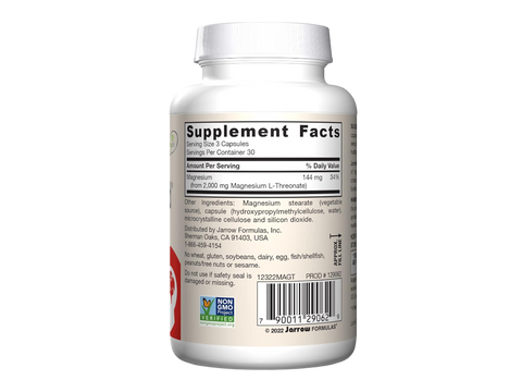 Jarrow Formulas MagMind Magnesium L-Threonate Brain Health Supplement – 90 Veggie Capsules product barcode on bottle