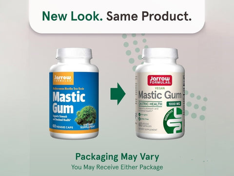 Jarrow Formulas Mastic Gum 1000 mg Digestive Health Supplement – 60–120 Veggie Capsules bottle front view packaging may vary