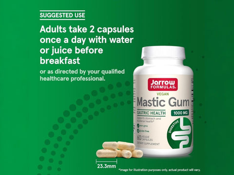 Jarrow Formulas Mastic Gum 1000 mg Digestive Health Supplement – 60–120 Veggie Capsules How to Use directions label
