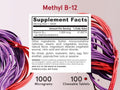 Jarrow Formulas Methyl B-12 Lemon 1000 mcg Vitamin B12 Supplement – 100 Chewable Tablets Supplement Facts panel