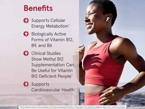 Jarrow Formulas Methyl B-12 and Methyl Folate Vitamin B Supplement – 100 Chewable Tablets benefits infographic for energy metabolism and nervous system support