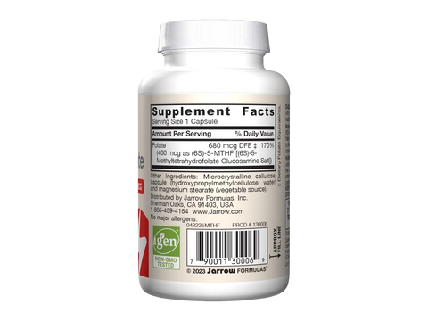 Jarrow Formulas Methyl Folate 400 mcg Folate Supplement – 60 Veggie Capsules product barcode on bottle