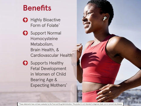 Jarrow Formulas Methyl Folate 1000 mcg Folate Supplement – 100 Veggie Capsules benefits infographic for methylation and cardiovascular support