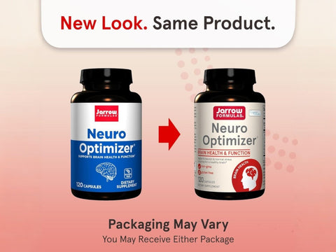 Jarrow Formulas Neuro Optimizer Brain Health and Cognitive Support Supplement – 120 Capsules bottle front view packaging may vary