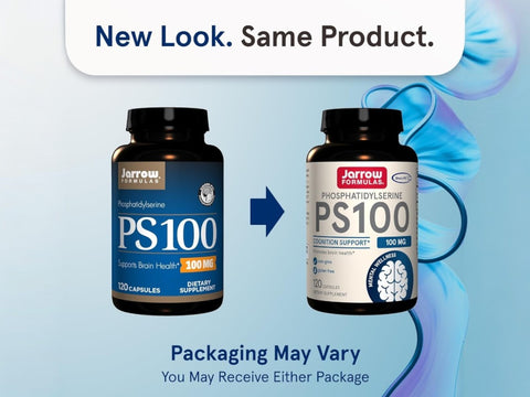 Jarrow Formulas PS 100 Phosphatidylserine 100 mg Brain Health Supplement – 120 Capsules bottle front view packaging may vary