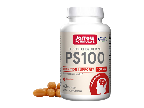 Jarrow Formulas PS 100 Phosphatidylserine 100 mg Brain Health Supplement – 60 Softgels bottle front view