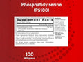 Jarrow Formulas PS 100 Phosphatidylserine 100 mg Brain Health Supplement – 30–60 Softgels Supplement Facts panel
