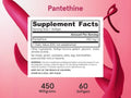 Jarrow Formulas Pantethine 450 mg Vitamin B5 Derivative Supplement – 60 Softgels Supplement Facts panel