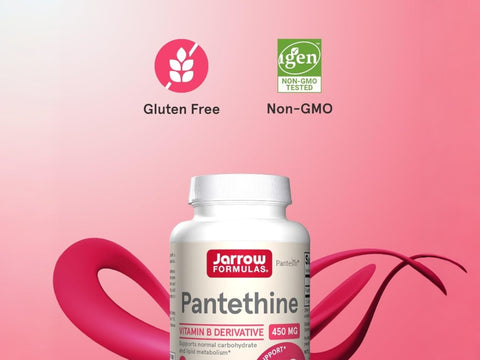 Jarrow Formulas Pantethine 450 mg Vitamin B5 Derivative Supplement – 60 Softgels bottle angled view with softgels