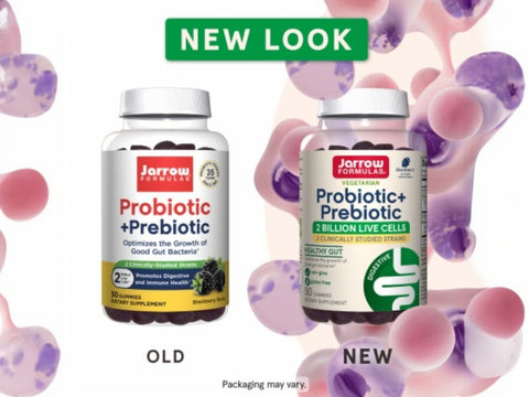 Jarrow Formulas Probiotic Plus Prebiotic Gummies Digestive Health Supplement – 50 Gummies bottle front view packaging may vary