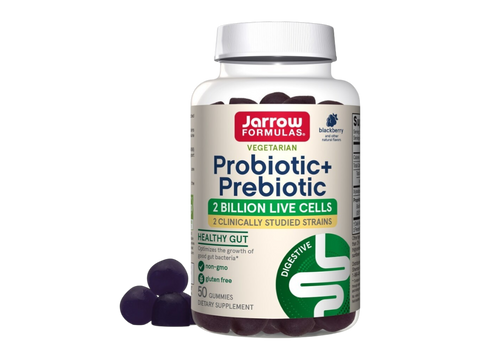 Jarrow Formulas Probiotic Plus Prebiotic Gummies Digestive Health Supplement – 50 Gummies bottle front view