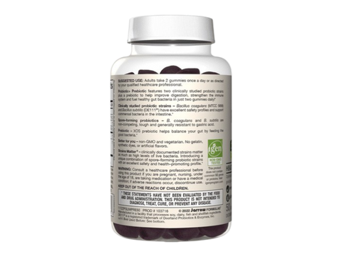 Jarrow Formulas Probiotic Plus Prebiotic Gummies Digestive Health Supplement – 50 Gummies How to Use directions label