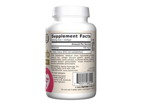 Jarrow Formulas Ubiquinol QH-Absorb Max Absorption 100 mg CoQ10 Supplement – 60 Softgels product barcode on bottle