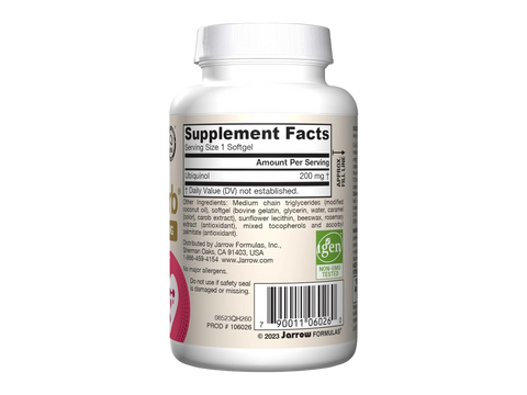 Jarrow Formulas QH-Absorb Ubiquinol CoQ10 200 mg Supplement – 60 Softgels product barcode on bottle