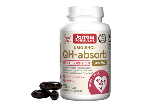 Jarrow Formulas QH-Absorb Ubiquinol CoQ10 200 mg Supplement – 90 Softgels bottle front view