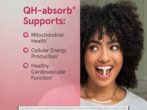 Jarrow Formulas QH-Absorb Ubiquinol CoQ10 200 mg Supplement – 30–90 Softgels benefits infographic for heart and cellular energy support