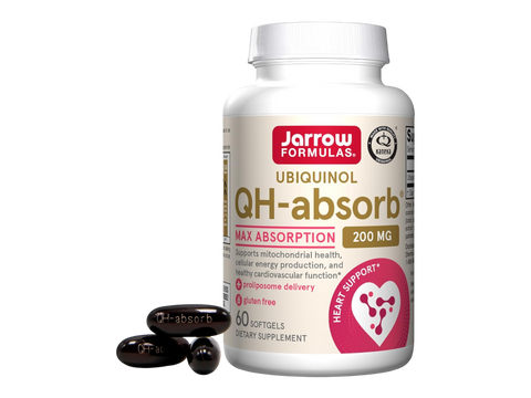 Jarrow Formulas QH-Absorb Ubiquinol CoQ10 200 mg Supplement – 60 Softgels bottle front view