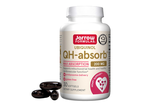 Jarrow Formulas QH-Absorb Ubiquinol CoQ10 200 mg Supplement – 30 Softgels bottle front view