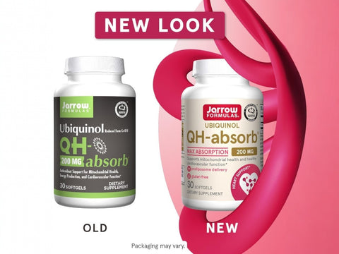 Jarrow Formulas QH-Absorb Ubiquinol CoQ10 200 mg Supplement – 30–90 Softgels bottle front view packaging may vary