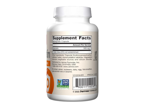 Jarrow Formulas Quercetin 500 mg Antioxidant Flavonoid Supplement – 100 Veggie Capsules product barcode on bottle