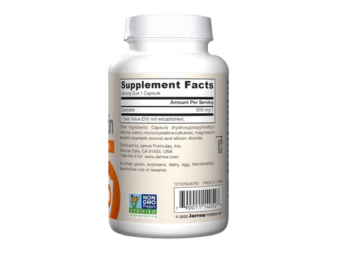 Jarrow Formulas Quercetin 500 mg Antioxidant Flavonoid Supplement – 200 Veggie Capsules product barcode on bottle