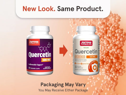 Jarrow Formulas Quercetin 500 mg Antioxidant Flavonoid Supplement – 30–200 Veggie Capsules bottle front view packaging may vary