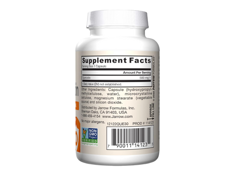 Jarrow Formulas Quercetin 500 mg Antioxidant Flavonoid Supplement – 30 Veggie Capsules product barcode on bottle