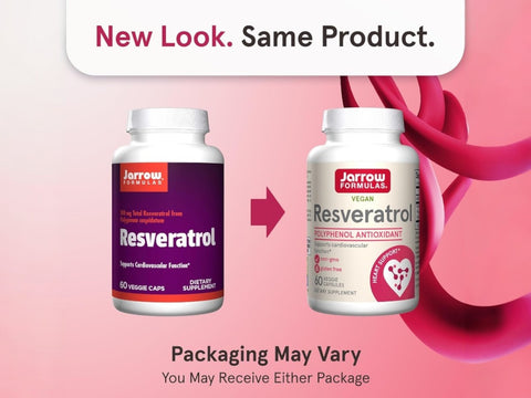 Jarrow Formulas Resveratrol 100 mg Antioxidant Polyphenol Supplement – 60–120 Veggie Capsules bottle front view packaging may vary