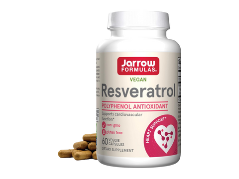 Jarrow Formulas Resveratrol 100 mg Antioxidant Polyphenol Supplement – 60 Veggie Capsules bottle front view