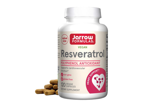 Jarrow Formulas Resveratrol 100 mg Antioxidant Polyphenol Supplement – 120 Veggie Capsules bottle front view