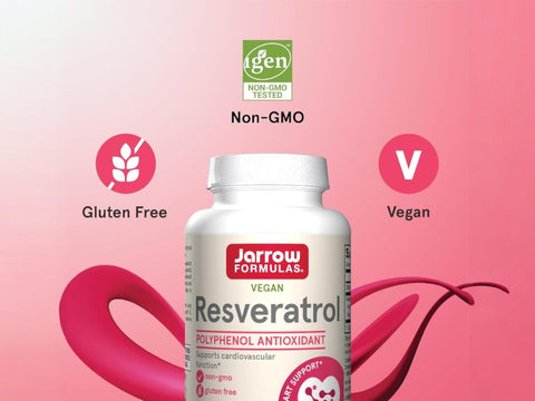 Jarrow Formulas Resveratrol 100 mg Antioxidant Polyphenol Supplement – 60–120 Veggie Capsules bottle angled view
