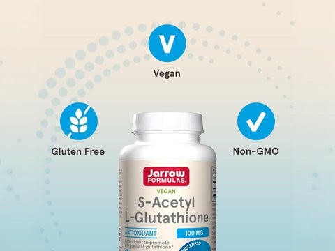 Jarrow Formulas S-Acetyl L-Glutathione 100 mg Antioxidant Supplement – 60 Tablets bottle angled view