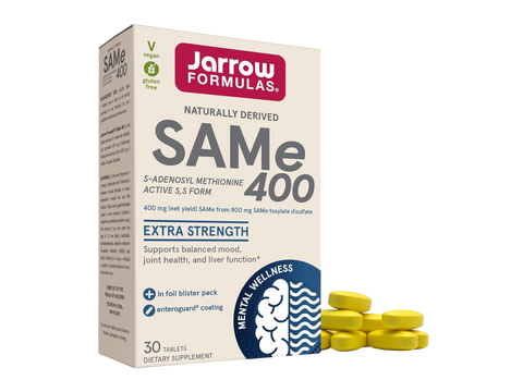 Jarrow Formulas SAMe 400 mg S-Adenosyl-L-Methionine Supplement – 30 Enteric-Coated Tablets box front view