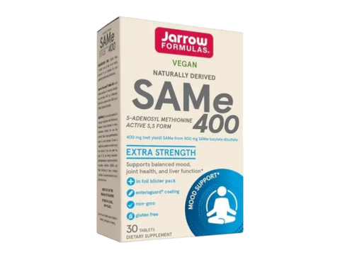 Jarrow Formulas SAMe 400 mg S-Adenosyl-L-Methionine Supplement – 30 Enteric-Coated Tablets box front view