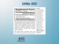 Jarrow Formulas SAMe 400 mg S-Adenosyl-L-Methionine Supplement – 30–60 Enteric-Coated Tablets Supplement Facts panel