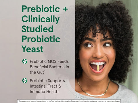 Jarrow Formulas Saccharomyces Boulardii 5 Billion CFU Probiotic Yeast Supplement – 90–180 Veggie Capsules benefits infographic for digestive and intestinal flora support