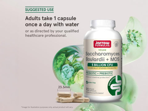 Jarrow Formulas Saccharomyces Boulardii 5 Billion CFU Probiotic Yeast Supplement – 90–180 Veggie Capsules How to Use directions label