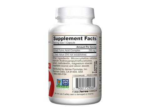 Jarrow Formulas Shilajit Fulvic Acid Complex 250 mg Energy Support Supplement – 60 Capsules product barcode on bottle