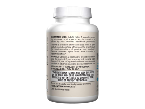 Jarrow Formulas Theanine 200 200 mg L-Theanine Amino Acid Supplement – 60 Veggie Capsules How to Use directions label