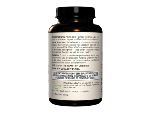 Jarrow Formulas Toco-Sorb Vitamin E Tocotrienol Complex Supplement – 60 Softgels How to Use directions label